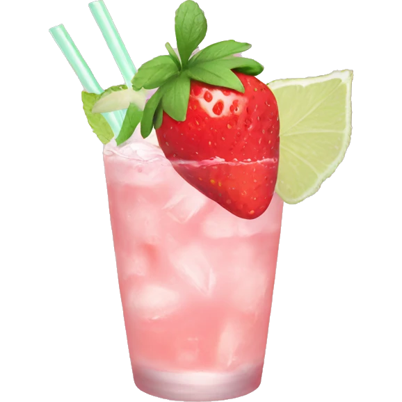 Pastel pink mojito strawberry  emoji