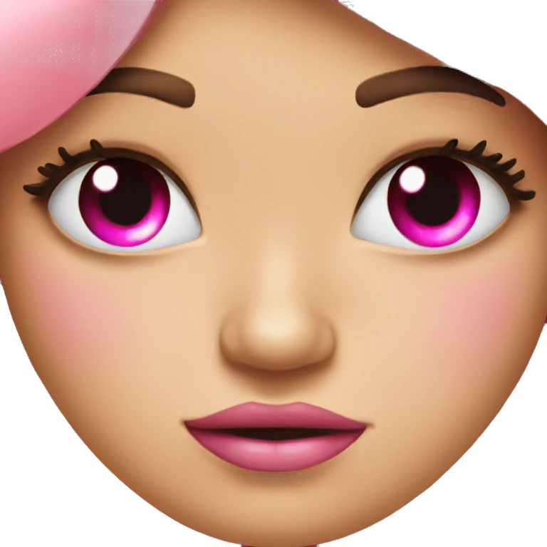 Emotional emoji with pink bow and lashes  emoji