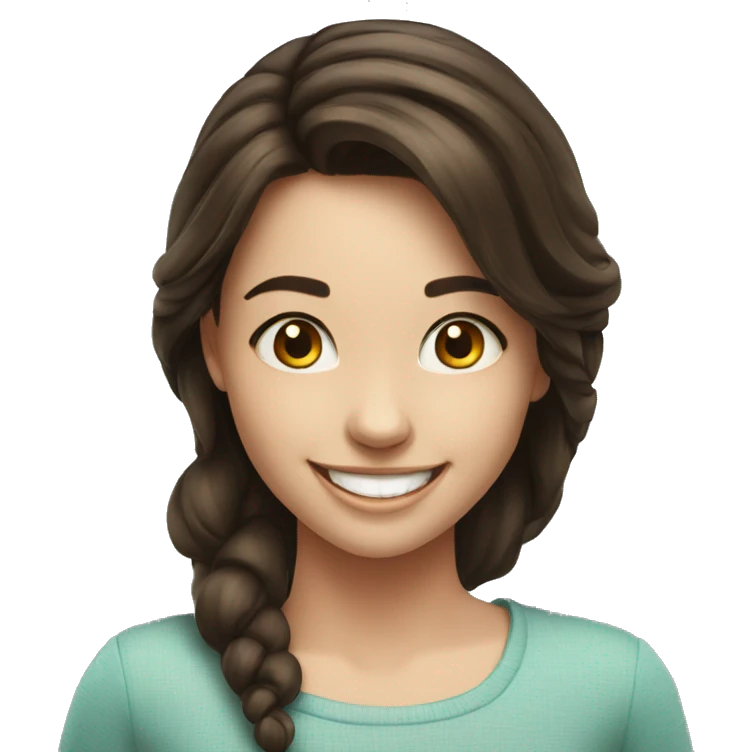 joyful brunette girl with smile realistic  emoji