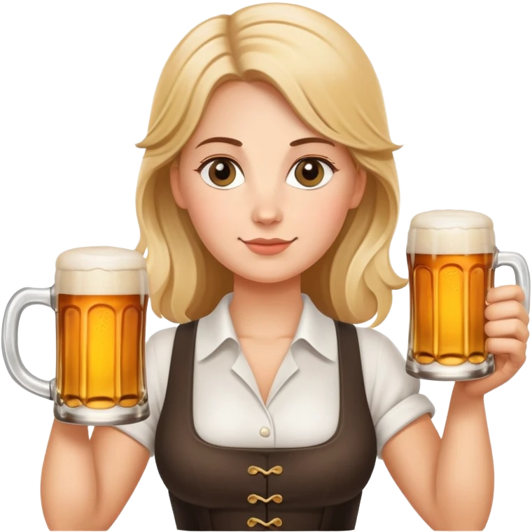 large German waitress, standing, holding a stein of beer in the hand  emoji
