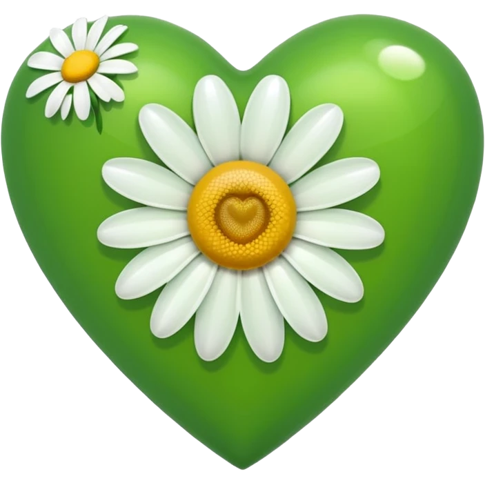 green heart with a daisy flower emoji