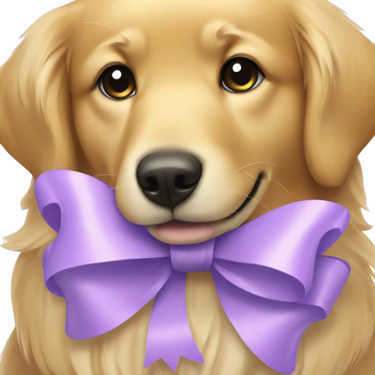 female golden retriever with lavender bow emoji