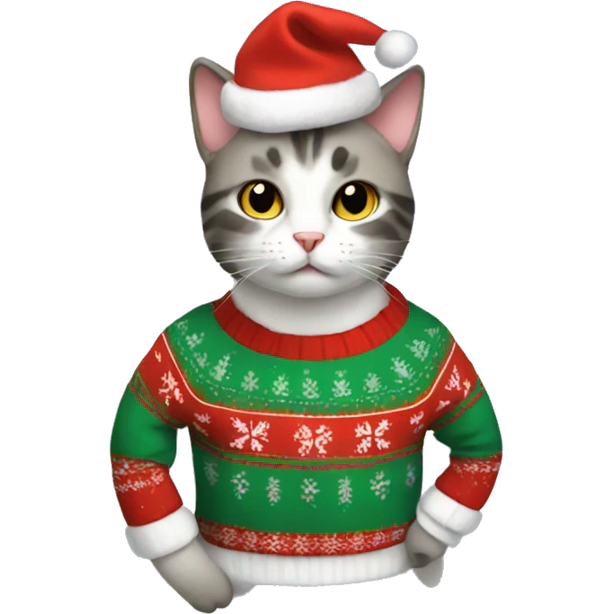 cat wearing a christmas sweater  emoji