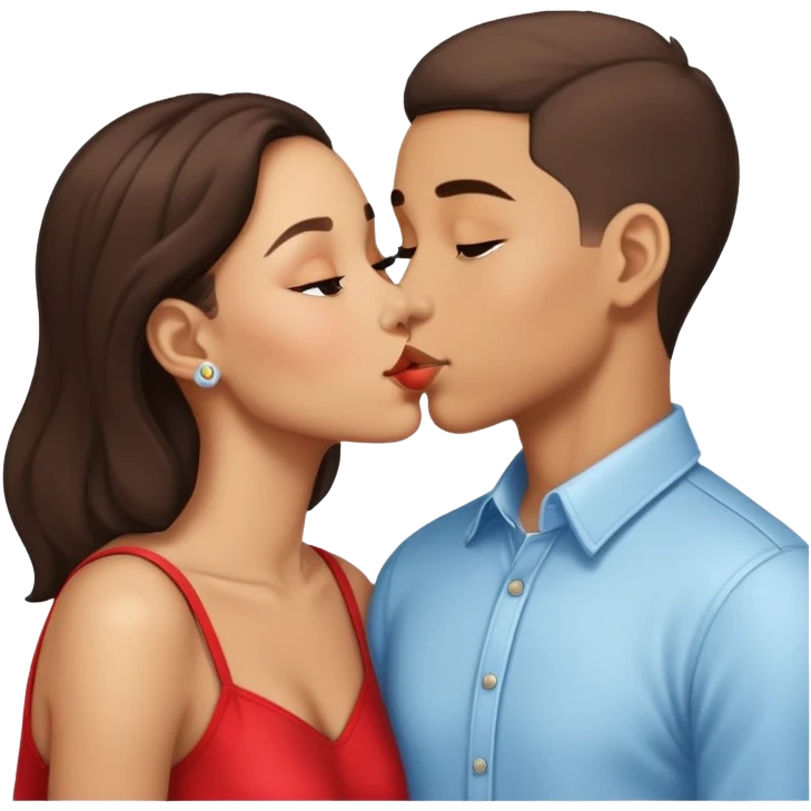 A lightskin boy and girl kissing  emoji