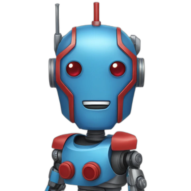 Robot with beard and blue and red colors emoji