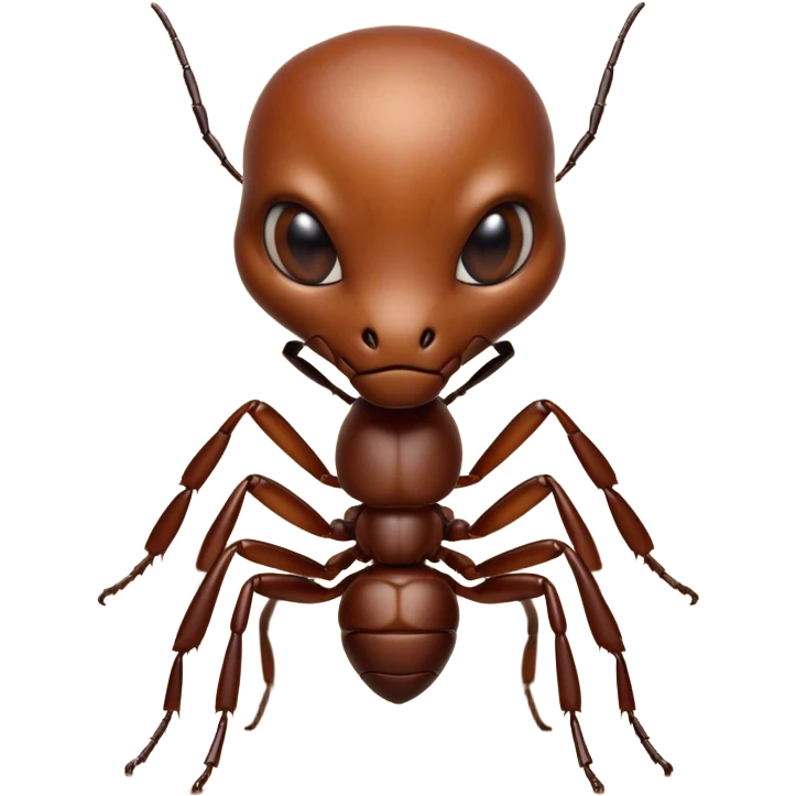 Cinematic Realistic Noble Ant Portrait Emoji, Poised and industrious, with a compact, meticulously segmented body covered in smooth, natural brown exoskeleton and focused, determined eyes rendered in lifelike detail, high shine, intelligent and resilient, styled with an air of urban diligence, focused and attentive, soft glowing outline, capturing the essence of a watchful and confident ant that appears ready to march out of the screen with unwavering authority! emoji