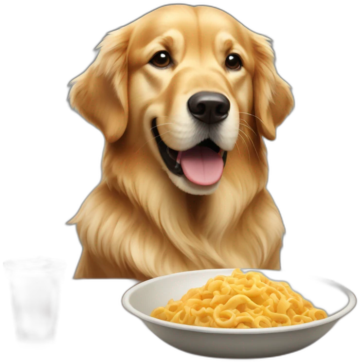 Un Golden retriever de 3 años comiendo  emoji