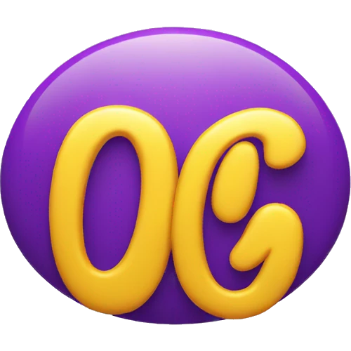 BOLD YELLOW AND PURPLE LETTERS, "OG" emoji