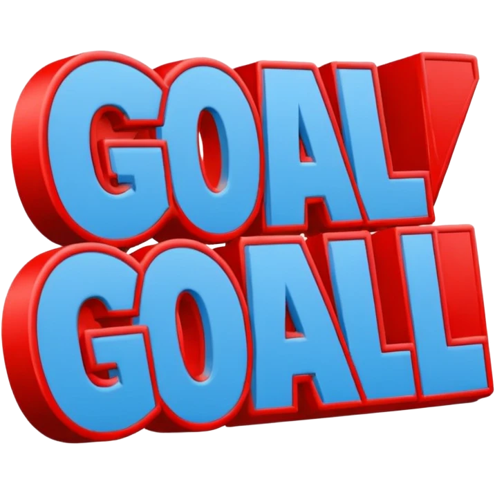 Word “Goal” sign comic style blue (#00A3E0) and red (#F9423A)  emoji