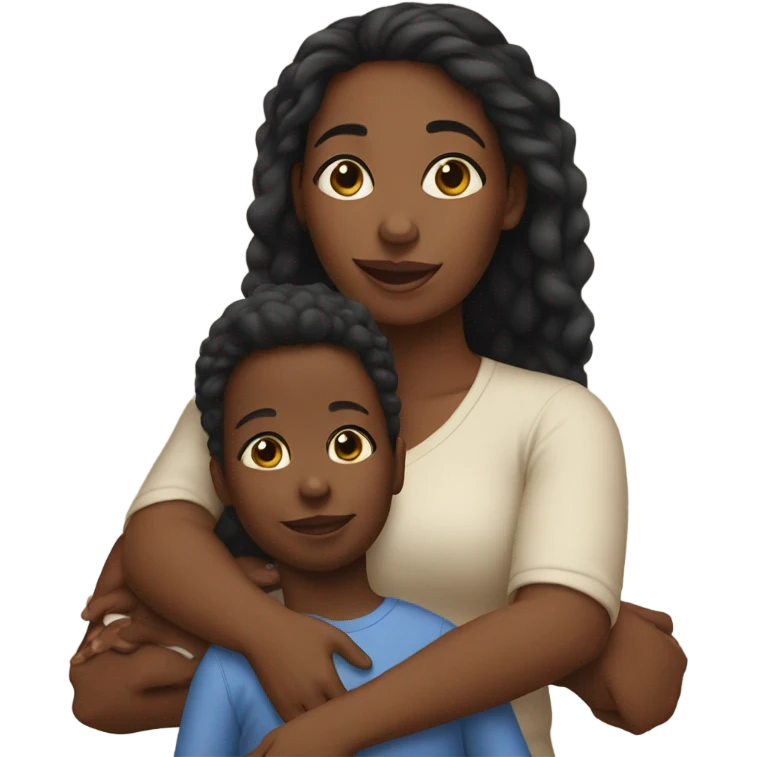 Black woman holding a toddler  emoji