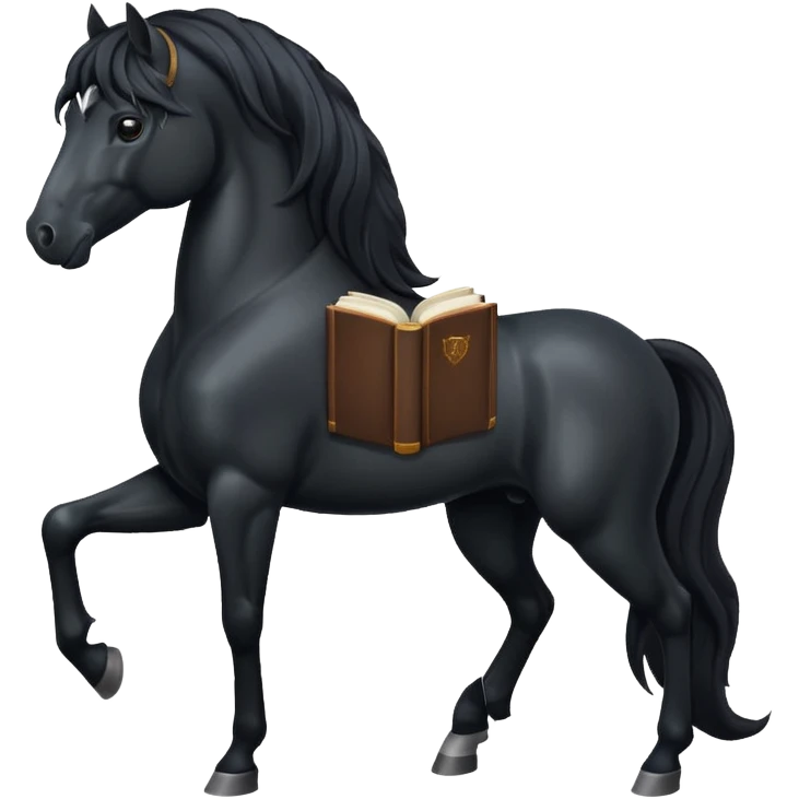 black horse with book emoji