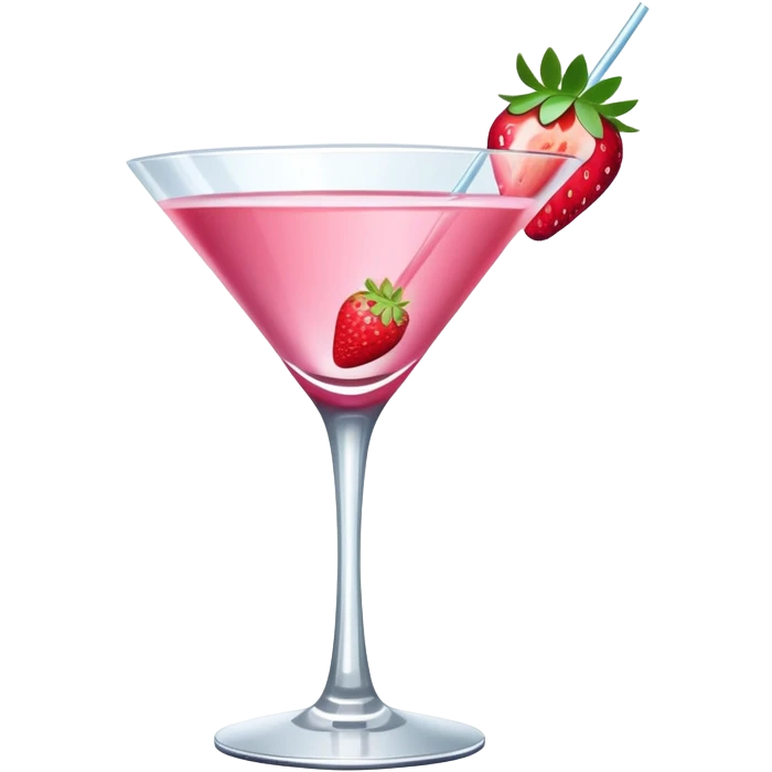 pink cocktail drink in martini glass with strawberry garnish emoji
