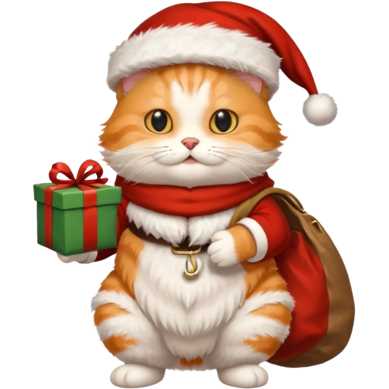 A cat dressed as Santa Claus and New Year 2026 emoji