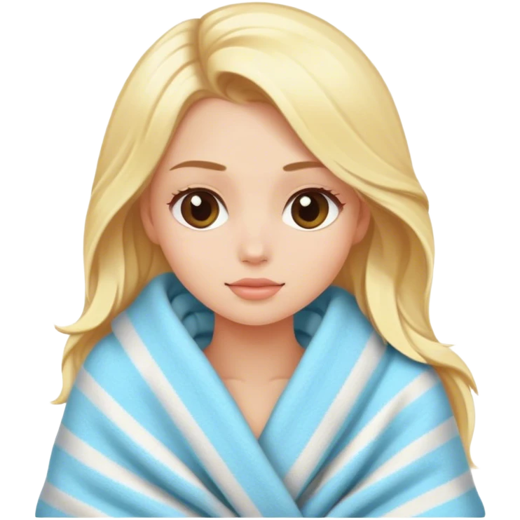 Cozy luxury blonde model in blanket  emoji