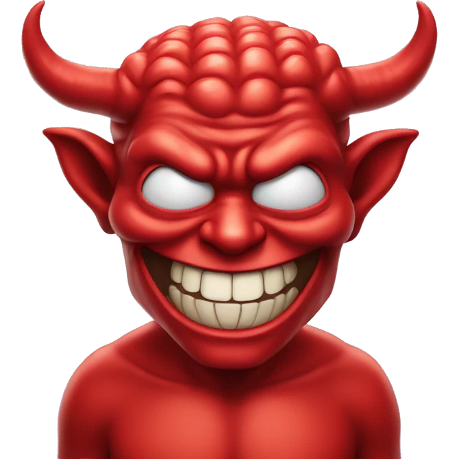 Smiling devil with a smart big brain emoji