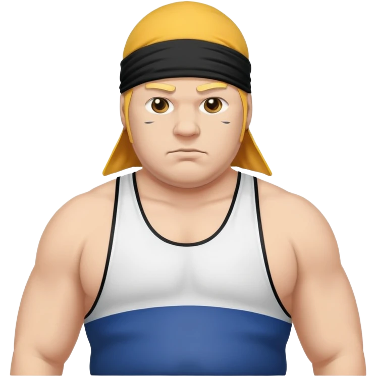 White skin fat guy with black durag in wrestling singlet emoji