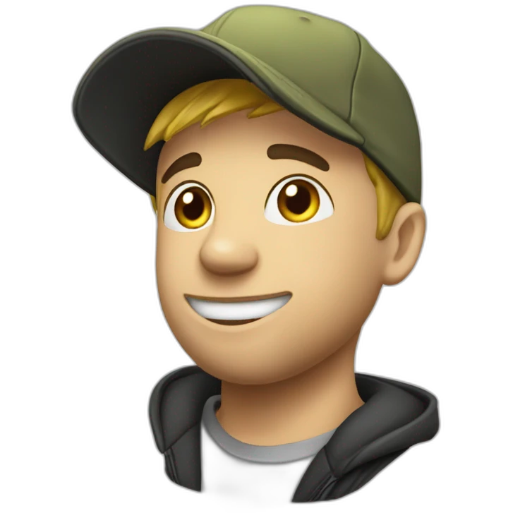 Squeezie avec une casquette emoji