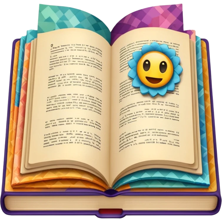 an open book with wallpaper samples. emoji