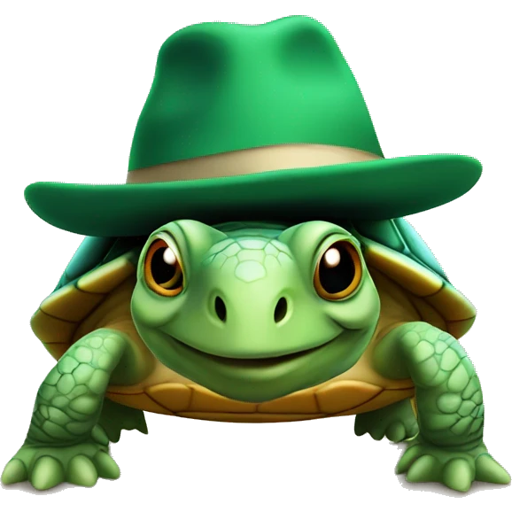 Turtle wearing a hat emoji