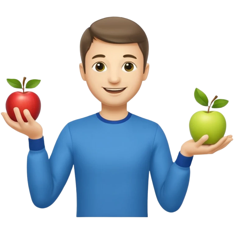 a Circus cute zelensky juggling two apple blue and yellow emoji