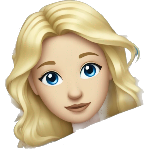 A blonde hair, blue eyed girl laying on a blue carpet emoji