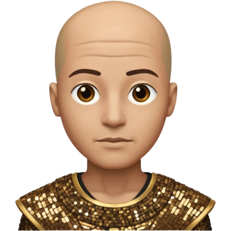 Imhotep from Universal Monsters with bald head, bronze sequin outfit  emoji