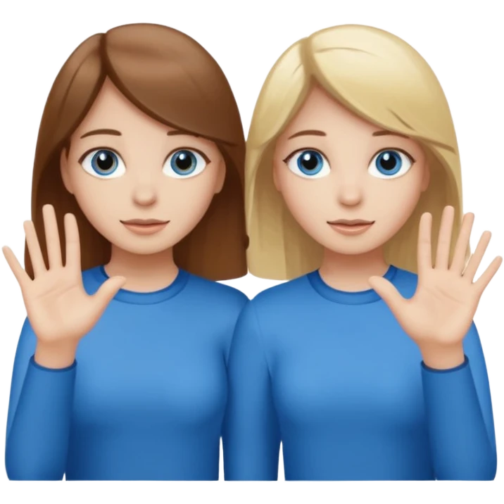 Two girls saying six seven one with brown hair. And doing hand movements  white skin six seven SAYING SIX SEVEN ONE WITH BLOND HAIR blue eyes emoji