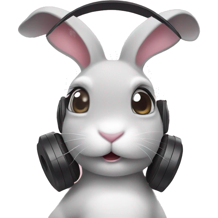 Bunny looking surprised with headphones on emoji
