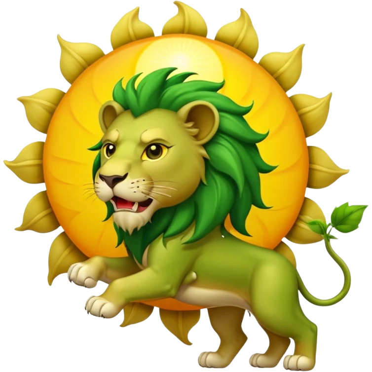 green lion devouring big sun emoji