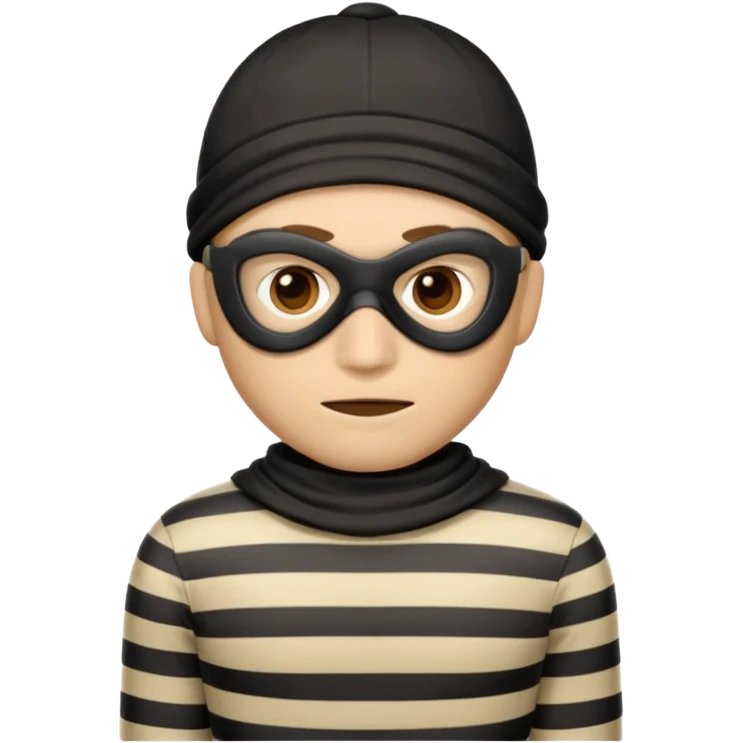 classic cartoon burglar robber emoji with mask and striped shirt, simple and expressive emoji