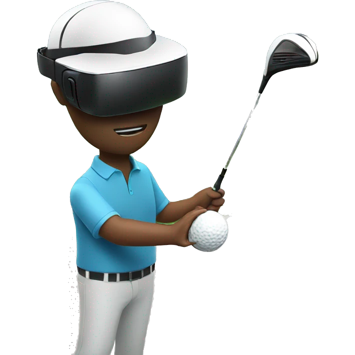 man playing golf with a vr headset on emoji