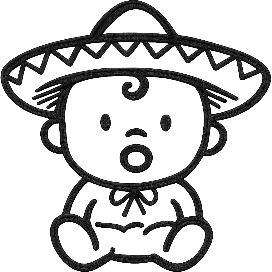 baby with charro hat, hand drawn style emoji