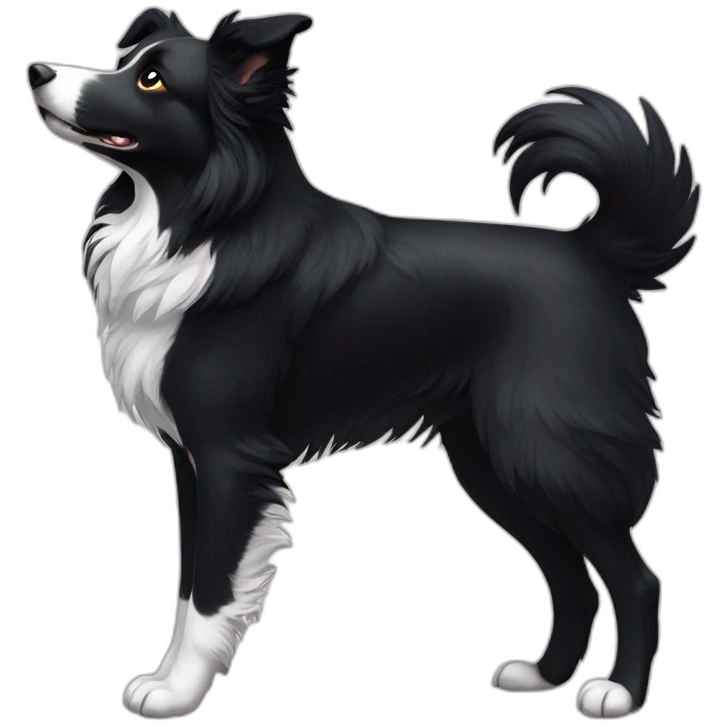 black border collie that looks like a raven emoji