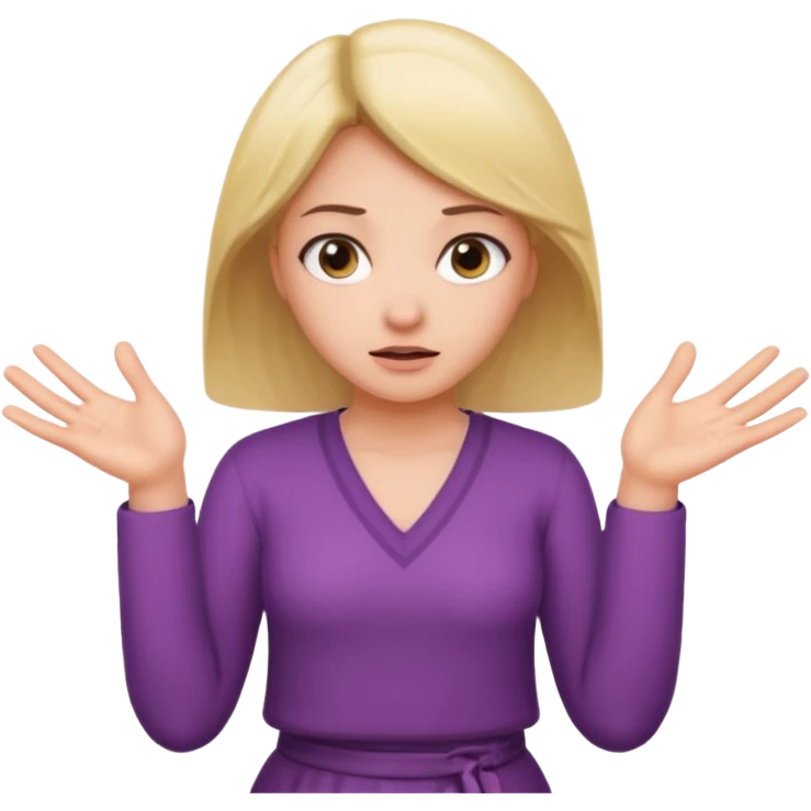 girl shrugging with 6 over one hand and 7 over the other hand emoji
