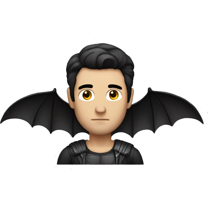 white man with black hair and large bat wings emoji