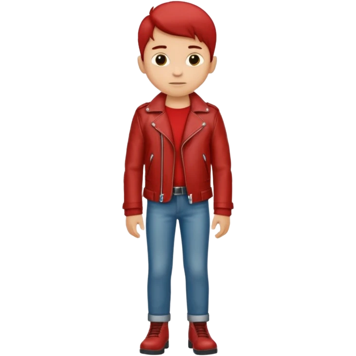 Boy in leather jocket, full body, different color leather jocket, close up emoji