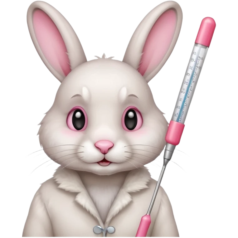 an ill rabbit with a thermometer emoji