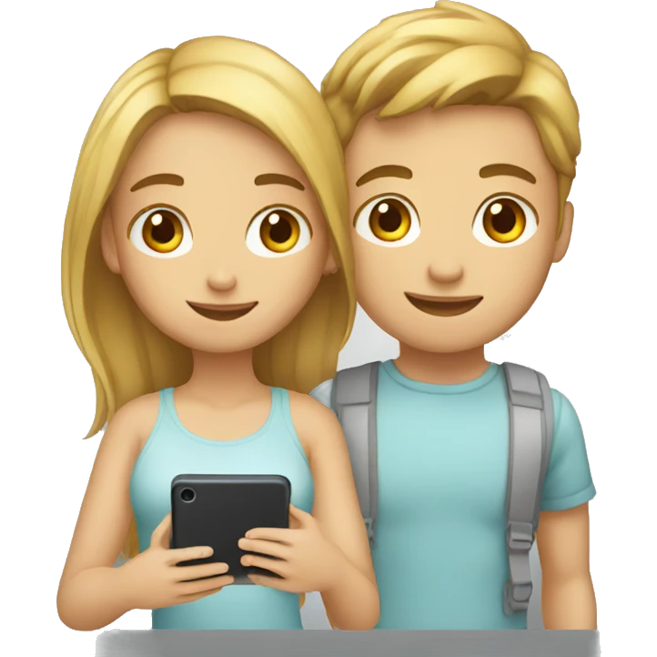 two young people sharing an app emoji