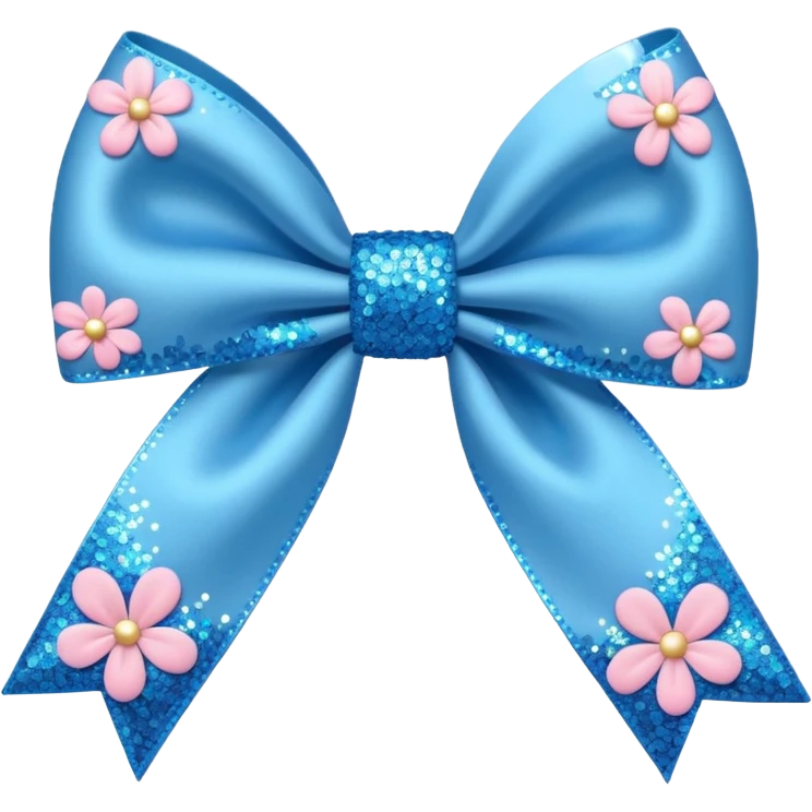 blue flower bow with glitter emoji