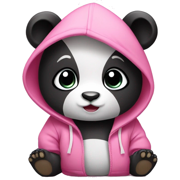 Baby panda wearing a pink hoodie  emoji