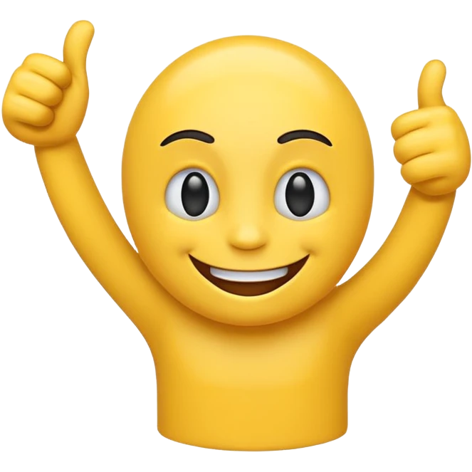 Proud emoji with a big silly happy smile two thumbs up emoji