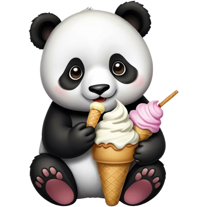 Panda eating ice cream emoji