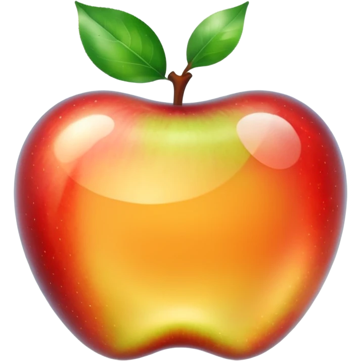 transparent clear apple shaped, shiny and translucent glass style emoji