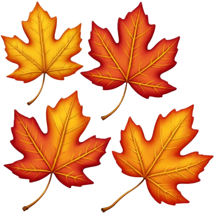 3 autumn leaves, blowing the left in the wind, white background emoji