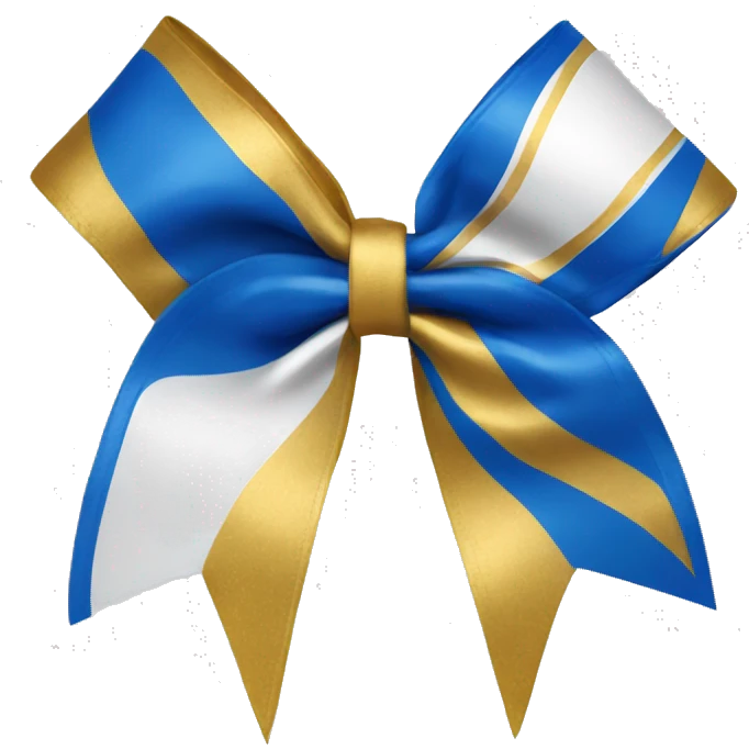 Blue and gold and white cheerleading bow emoji
