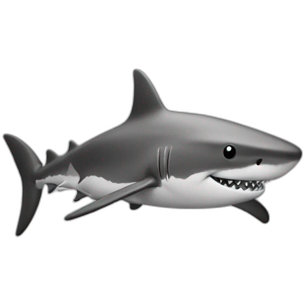 cartoon shark standing with a camouflage cap on its head,black and white emoji