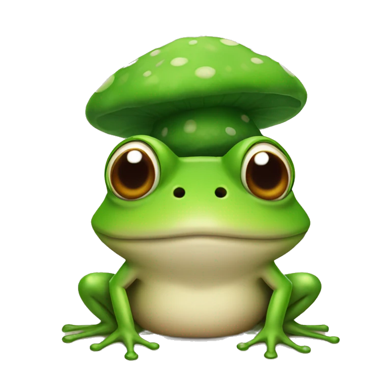 Frog wearing mushroom hat emoji