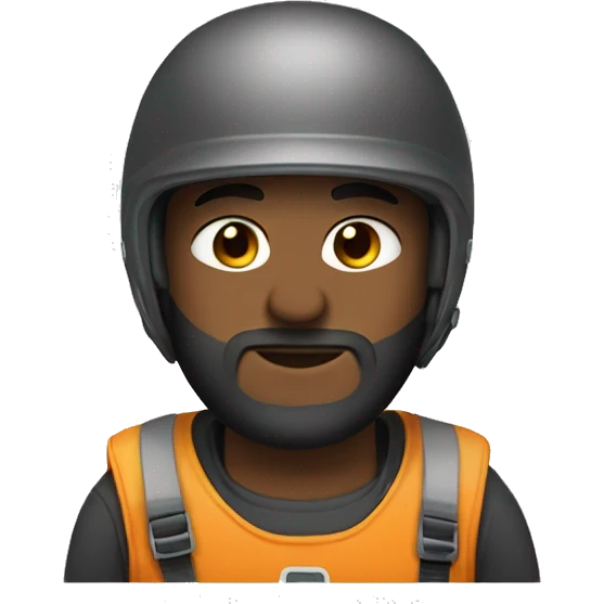 semi black boy with beard wearng half face motor helmet emoji