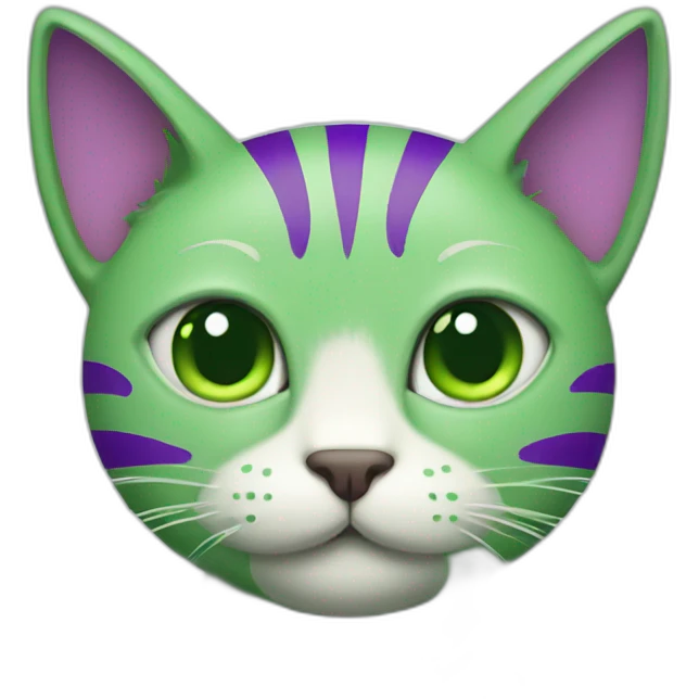 green cat with puple stripes emoji