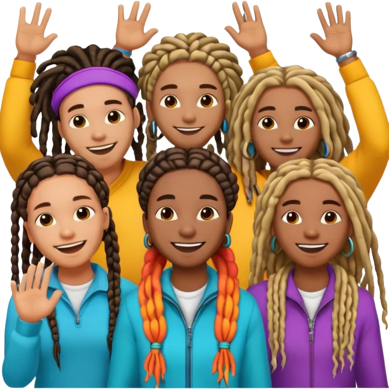 Crowd of fans consisting of African American men with dreadlocks and African American women with braids all in crowd enjoying concert emoji